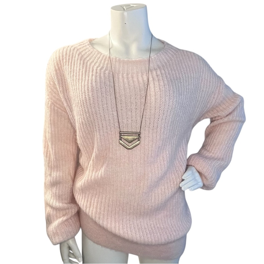 Boden Francesca Light Pink Fuzzy Balloon Sleeve Mohair Sweater Girly Feminine - Picture 2 of 10